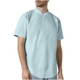 thumbnail image 1 of Chemise à Manches Courtes Texturée pour Hommes, Col Rond Décontracté, Tissu Extensible Respirant pour l'Été et Usage Quotidien, 1 of 6