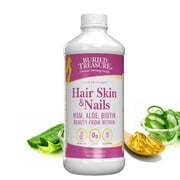 Buried Treasure Hair, Skin and Nails – 16 oz with MSM Biotin Aloe Vera Plus Vitamins and Minerals in Liquid Whole Food Complex for Fuller Hair, Stronger Nails and Clearer Skin