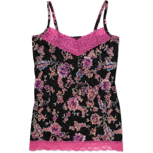 Faded Glory - Women's Plus-Size Lace Trim Crinkle Cami - Walmart.com