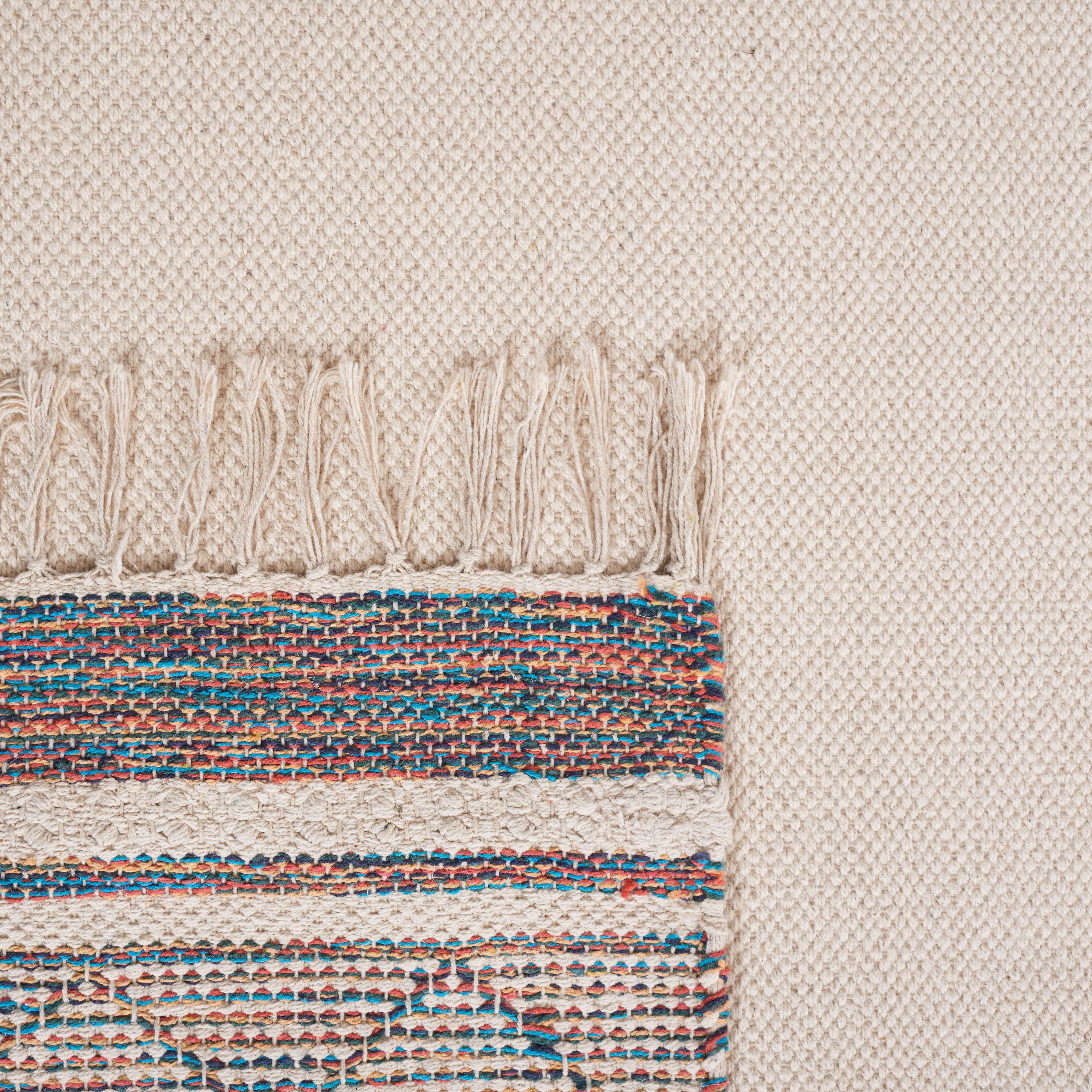 SAFAVIEH Montauk Phipp Southwestern Cotton Area Rug, Beige/Blue, 6' x 9'