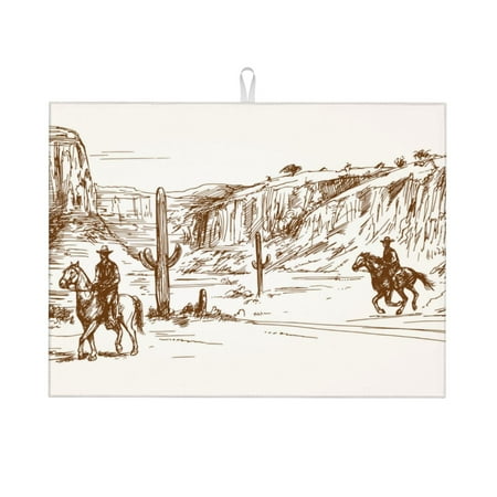 

Bingfone Western Desert Cowboys 18 X 24 Dish Drying Mat For Kitchen Counter Ultra Absorbent Microfiber