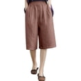 thumbnail image 2 of Endives Womens Cotton Linen Short Slim Solid Color Linen Pant Women Elastic Waist Short Pants Pink, 2 of 4