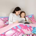 thumbnail image 4 of Erosebridal Pink & Blue Glitter Background Baseball Glove Ice Cream Graphic Twin Comforter Sets 3-Piece, Sweet Graphic Bedding Set for Girls Kids,Pink Reversible,Breathable Home Decor, 4 of 6
