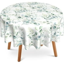 Round Table Cloth 60 Inch,Green Eucalyptus Leaves Tablecloth Waterproof Stain Resistance Wrinkle Polyester Circle Table Cover for Home Kitchen Dining Party Camping Pinic Decor