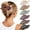 Chic Colors, variant on 4 PCS Flat Hair Clips for Women Girls, French Rectangle Lay Down Claw Clips for Thick Thin Hair, Comfortable Curved Large Flat Clips, Matte Non-slip Strong Hold Square Hair Accessories, Brown
