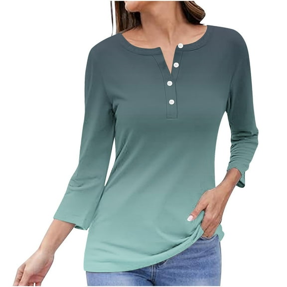 LYXSSBYX Button Down Shirts for Women Women's Fashion Casual Gradient Loose Button Tops