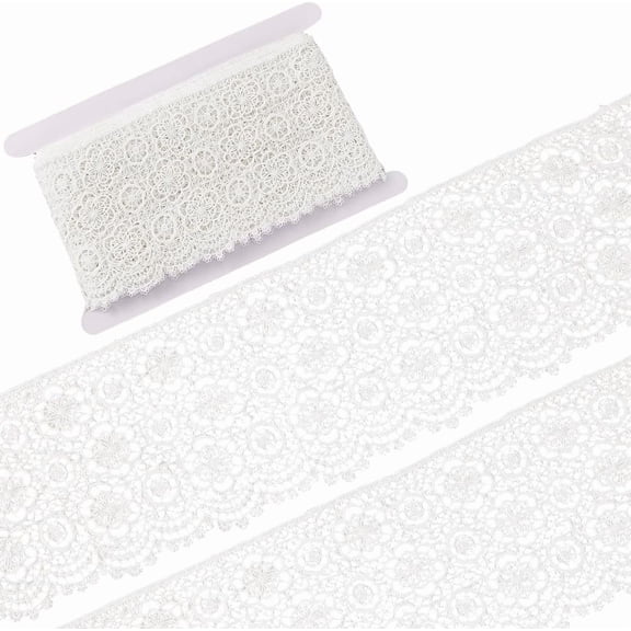 5 Yards White Floral Embroidery Crochet Lace Ribbon 4.1 Inch Wide Vintage Flower French Decorative Gimp Sewing Edging Trimmings