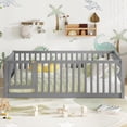 thumbnail image 2 of Bellemave Twin Montessori Bed Frame, Wood Twin Size Floor Bed with High Fence Rails, Twin Beds Frame for Bedroom Playroom (Gray), 2 of 8