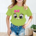 thumbnail image 2 of Curuila Kid Girls Tops Cartoon Print Crew Neck Short Sleeve Tee Summer Casual Loose T Shirt Light Green Size 4-6 Years, 2 of 4
