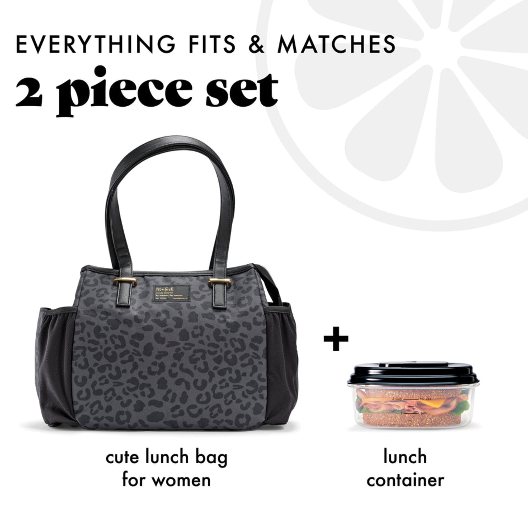Fit & Fresh 7452TCX3128 Copley Lunch Bag Kit - Cheetah Black