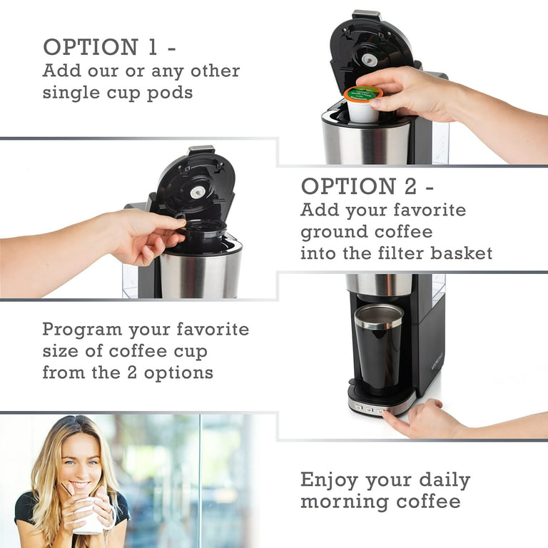 Mixpresso Single Serve Coffee Maker with K Cup Pods, 14oz Travel