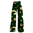 thumbnail image 4 of Green Womens Pants Wide Leg Pants Woman High Waist Floral Patterned Pants Lightweight Loose Fit Casual Colorful Trouser Imitation Jeans, 4 of 4