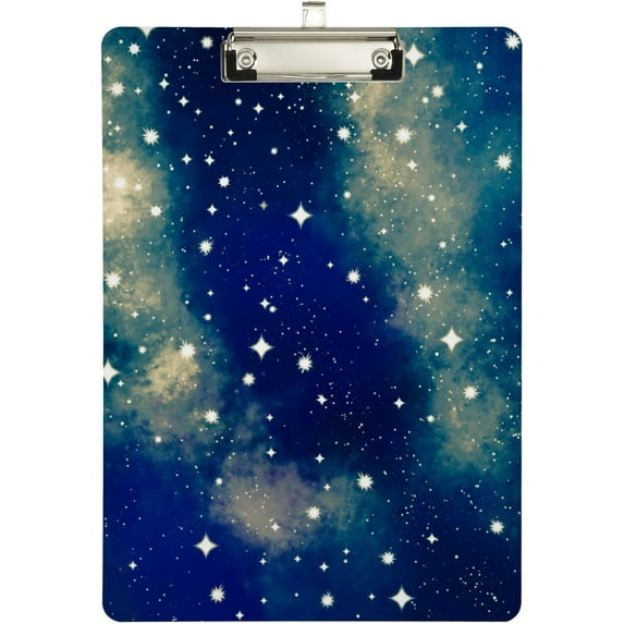 FMSHPON Galaxy Stars Clipboard Hardboard Wood Nursing Clip Board and Pull for Standard A4 Letter 13x9 inches