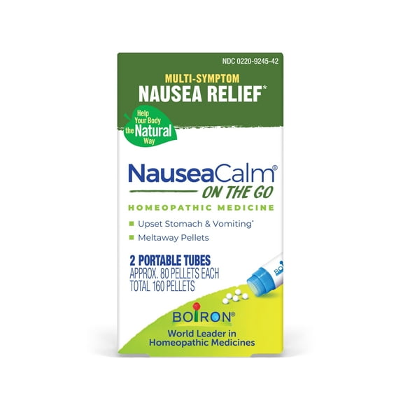 Boiron NauseaCalm on the go, Homeopathic Medicine for Nausea Relief, Upset Stomach, Stomach Flu, 160 Pellets