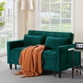 thumbnail image 5 of BSHTI 53.94" Pull-Out Sleeper Sofa Bed with Velvet Upholstery, 3-Position Reclining Back, Solid Wood Frame for Apartment/Office（Turquoise）, 5 of 8