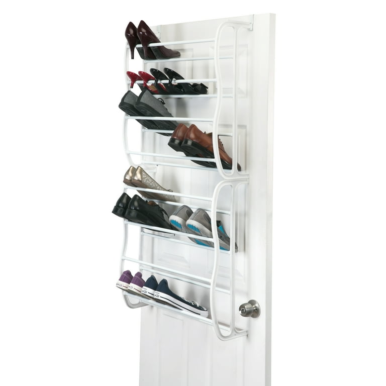 Simplify 12 Tier Adjustable over the Door 36 Pair Shoe Rack in White