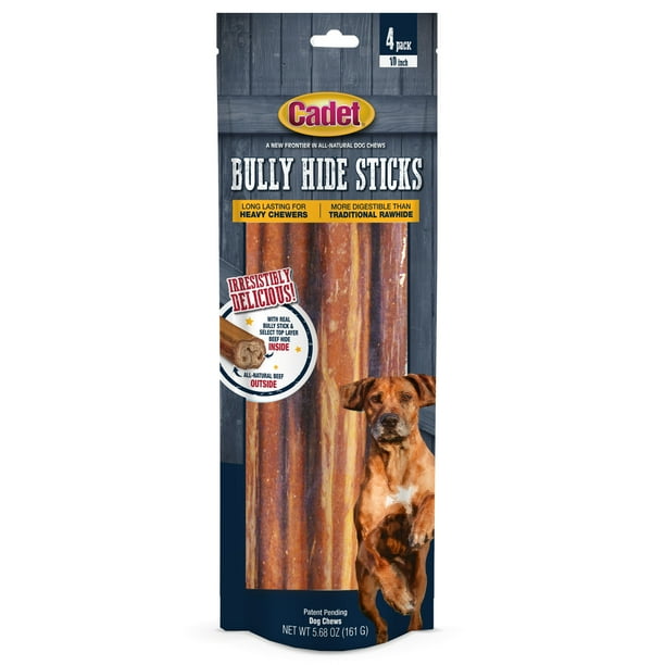 Cadet Bully Hide Sticks Dog Treats 4 Count 10 In.