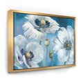 thumbnail image 1 of Fleurs Blanches Peintes à la Main sur Bleu II - Toile Encadrée de Ferme, 1 of 3