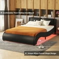 thumbnail image 4 of Bellemave Queen Size Upholstered Platform Bed with LED Lights Underneath,Faux Leather Platform Bed Frame with Headboard and Slatted for Bedroom(Queen,Black), 4 of 11