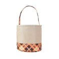 thumbnail image 2 of Yakvarog Halloween Canvas Tote Basket 8.8" x 9", Plaid Patchwork Fabric with Handle, Trick or Treat Candy Bags for Gifts, Toys, Party Favor & Home Holiday Decor, 2 of 6