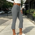 thumbnail image 2 of ShomPort Capri Pants for Women Fold over Low Waist Wide Leg Comfy Summer Lounge Capris Going Out Yoga Pants, 2 of 6