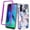 Puple Marble and Flower, variant on Moto G Stylus Case, Moto G Pro Case, Rosebono Hybrid Dual-Layered IMD Design Graphic Purple Marble and Flower Anti-Scratch Drop Protection Skin Cover Shockproof Case for Moto G Stylus