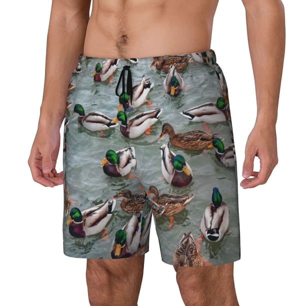 Fotbe Mallard Ducks Swimming Traje de Baño para Hombre – Shorts de Natación de Secado Rápido con Forro y Bolsillos-X-Large