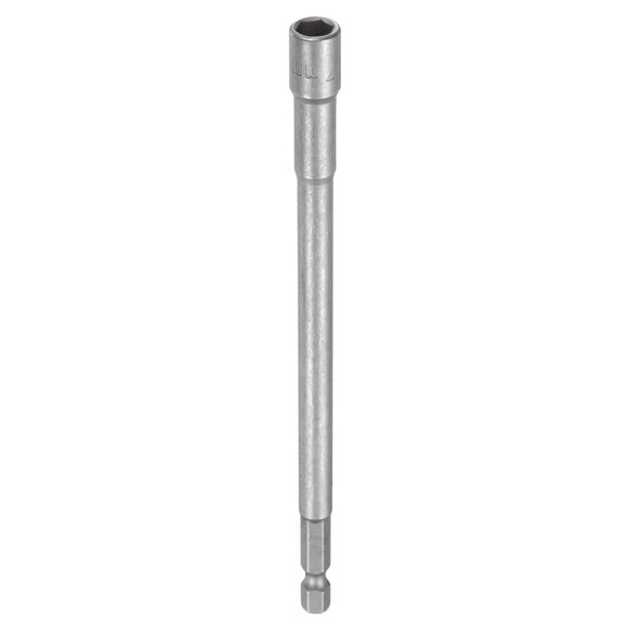 Uxcell Nut Driver Drill Bit 7mm Metric Impact Socket 1/4" Hex Shank 6" (150mm) Extra Long Magnetic 6-Point Sockets Quick-Change CR-V Steel Bolt Setter for Power Drill Drivers
