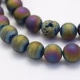 thumbnail image 3 of 5 strand Electroplate Natural Druzy Agate Beads Strands Round Frosted Multi-color Plated 8~9mm Hole: 1mm 45~48pcs/strand 14.9 inch(38cm), 3 of 3