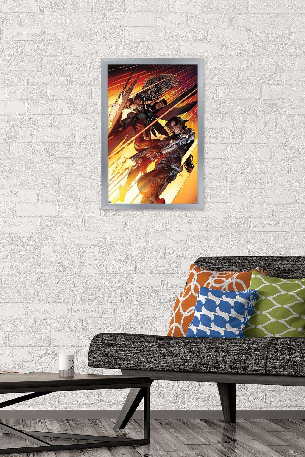 Marvel Comics Falcon and Winter Soldier - Team-Up Wall Poster, 14.725" x 22.375", Framed