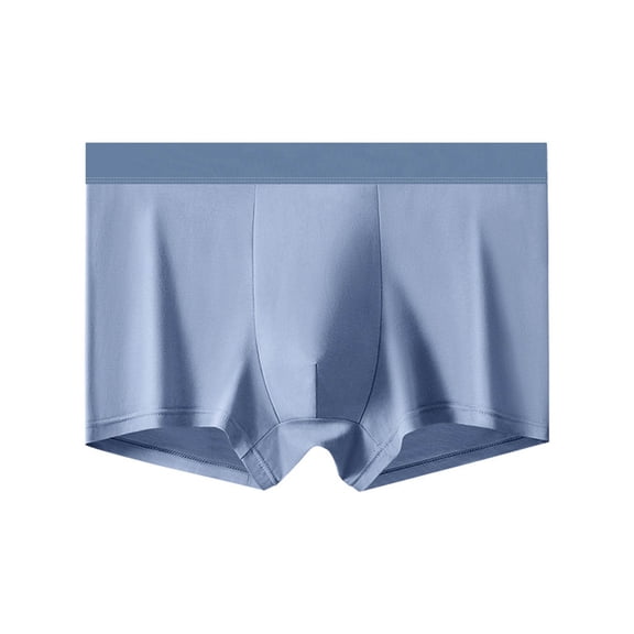 Nilvkv Mens Cotton Boxer Briefs, Mens Underwear, Regular Mid Rise Solid Cotton Comfort Stretch Single Daily Boxer Brief Blue 4XL