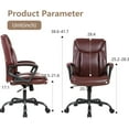 thumbnail image 3 of HYJY Home Office Chair Ergonomic PU Leather Desk Chair Mid Back, Swivel, and Executive Design with Lumbar Support, Armrests, and Adjustable Features (Brown), 3 of 14