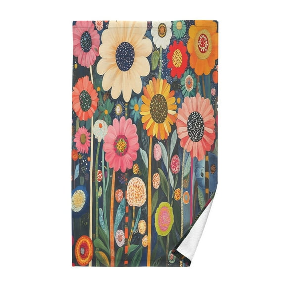 Yayeee 100% Cotton Hand Towels for Bathroom 16" x 28" Kitchen Towel, Large Colorful Flowers