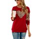 thumbnail image 1 of Tops de manga larga para mujer, cuello redondo, bloque de color leopardo, blusas casuales de moda, camisetas para el hogar, oficina, fecha, cumpleaños, rojo vino M, 1 of 6