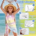 thumbnail image 5 of SEANATIVE Girls One-Piece Swimsuits with Mesh Cover-up Skirt One-Piece Bathing Suits Swimwear for Kids Teenagers, Size 7-8, Seashell Starfish Mermaid Scale Pattern Pink Yellow Blue Gradient, 5 of 7