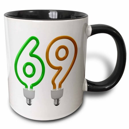 

Number Sixty Nine as an energy saving colored light bulb 11oz Two-Tone Black Mug mug-165717-4