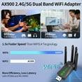thumbnail image 4 of Adaptador USB WiFi6 AX900 2.4G 5Ghz WiFi Bluetooth 5.4 Dongle WiFi 4 Antenas -MIMO Receptor de Tarjeta Inalámbrica para PC/Portátil, 4 of 5
