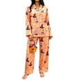 thumbnail image 3 of MEZZALL Women Halloween Autumn Button Front Long Sleeve Lapel Top With Chest Pocket Elastic Waist Full Length Pants Pajama Set Casual Home Wear Pajamas Breathable 2 Piece Pjs, 3 of 6