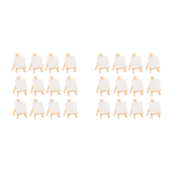 24 Pcs Chevalet Mini Artistes +3 Pouces X3 Pouces Mini Ensemble de Toile Peinture DIY Dessin Petit Chevalet de Table pour l'École