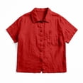 thumbnail image 4 of Women's Dress Shirts Causal Button Down Short Sleeve Shirt with Chest Pocket Breathable Linen Blouse for Women, 4 of 7