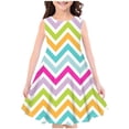thumbnail image 1 of Zwiiyzr Robe d'Été pour Petites Filles 4-14 Ans Col Rond Sans Manches Évasée Robe Soleil Enfants Décontractée Florale Robe Trapèze Rose, 1 of 3
