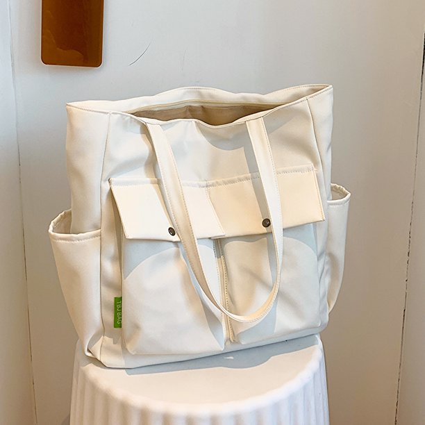 Bolso casual de mujer Bolso de mano universitario de lona versátil Bolso bandolera de color sólido