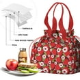 thumbnail image 4 of Red Strawberry Plants Fruit Drawstring Lunch Bag Women - Drawstring Lunch Bag Insulated for Work Office - Stain-Resistant Large Lunchbags for Women with Multi-Pockets, 4 of 6