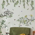 Animals Bird Background Decorative Wall Stickers Green Hanging Leaves