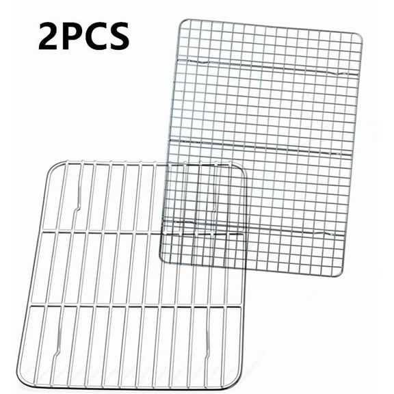 Tutuviw 18/8 Stainless Steel Cooling Rack 9.8" x 7.5", Baking Cooking Roasting Grilling Rack for Cookies, Bread, Cakes, Oven Cooking
