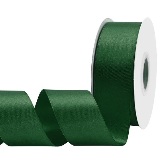 LoomJoyz Double Face Forest Green Satin Ribbon 1-1/2 inch X 50 Yards,Polyester Ribbon for Gift Wrapping Very Suitable for Weddings Party Hair Bow Invitation Decorations and More