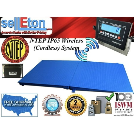 NTEP Floor scale 48" x 48" (4' x 4') Wireless Cordless 1 ramp 5000 lbs x 1 lb