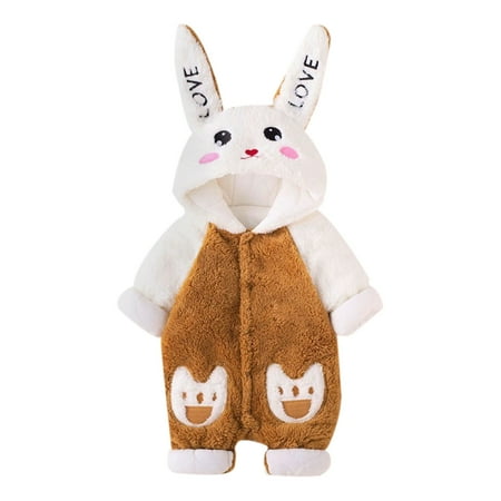 

LBECLEY 6T Jacket Boys Baby Girl Boy Cute Long Sleeves Rabbit Ears Hooded Button Romper Warm Jumpsuit Outfits Coat Jacket Cat Boy Coat Coffee 80