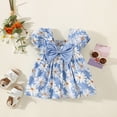 thumbnail image 4 of WEAIXIMIUNG Robe Pull pour Filles 10-12 Ans Robe à Manches Courtes avec Nœud Imprimé Floral Volants Robe de Danse Fête Vêtements 12-18 Mois, 4 of 9