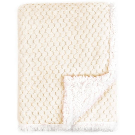 Tadpoles Popcorn Plush and Sherpa Ultra-Soft Baby Blanket - Cream